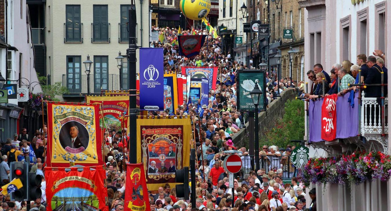 Durham miners gala trade union banners