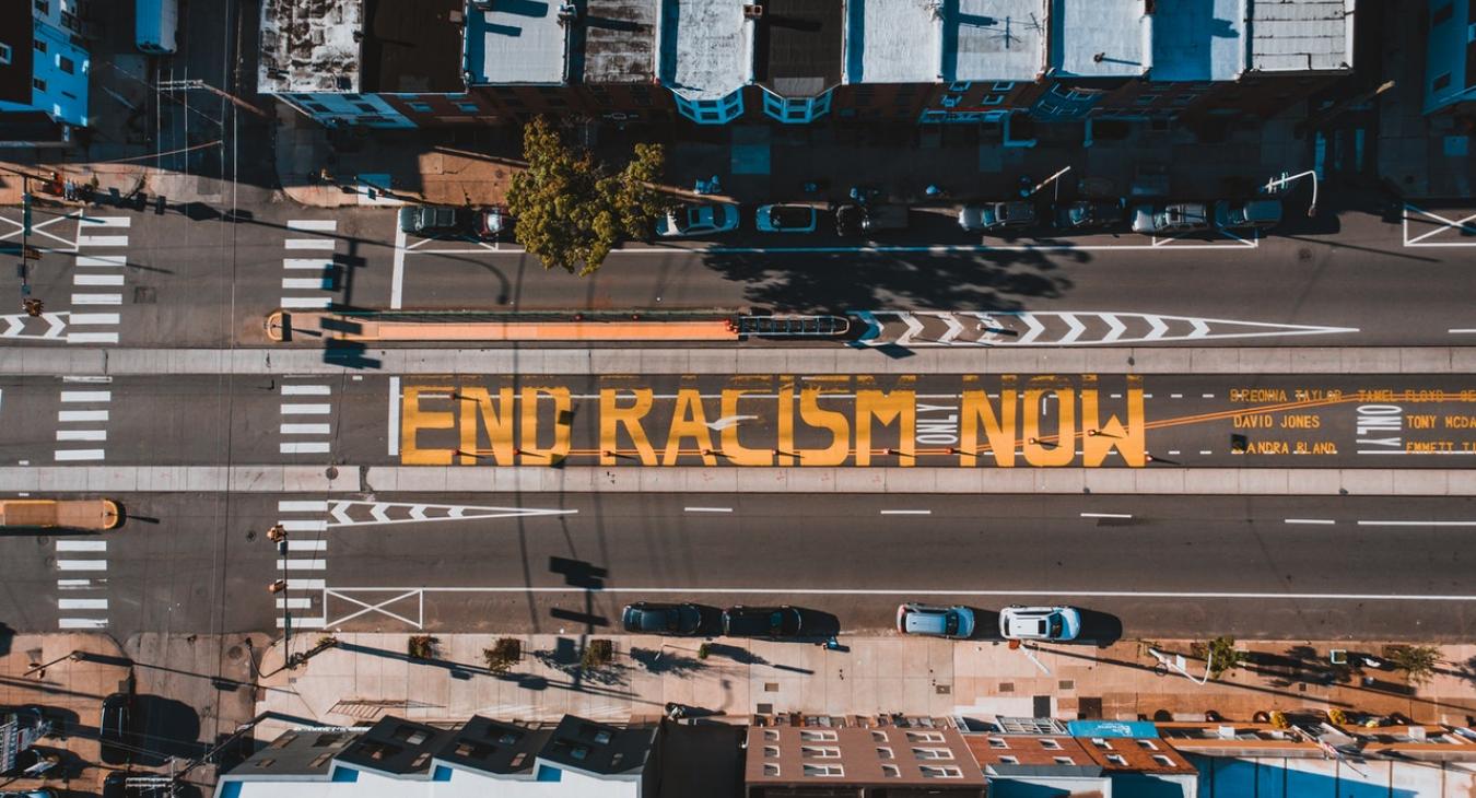 End racism now street marking equality